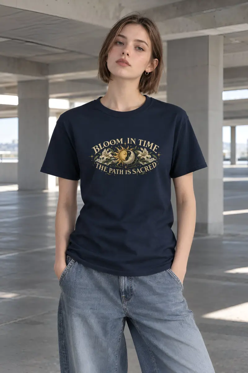 "Bloom In Time" Heavyweight Unisex Crewneck T-shirt