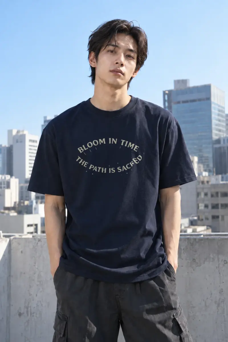 "Bloom In Time" Heavyweight Unisex Crewneck T-shirt | Gildan 5000