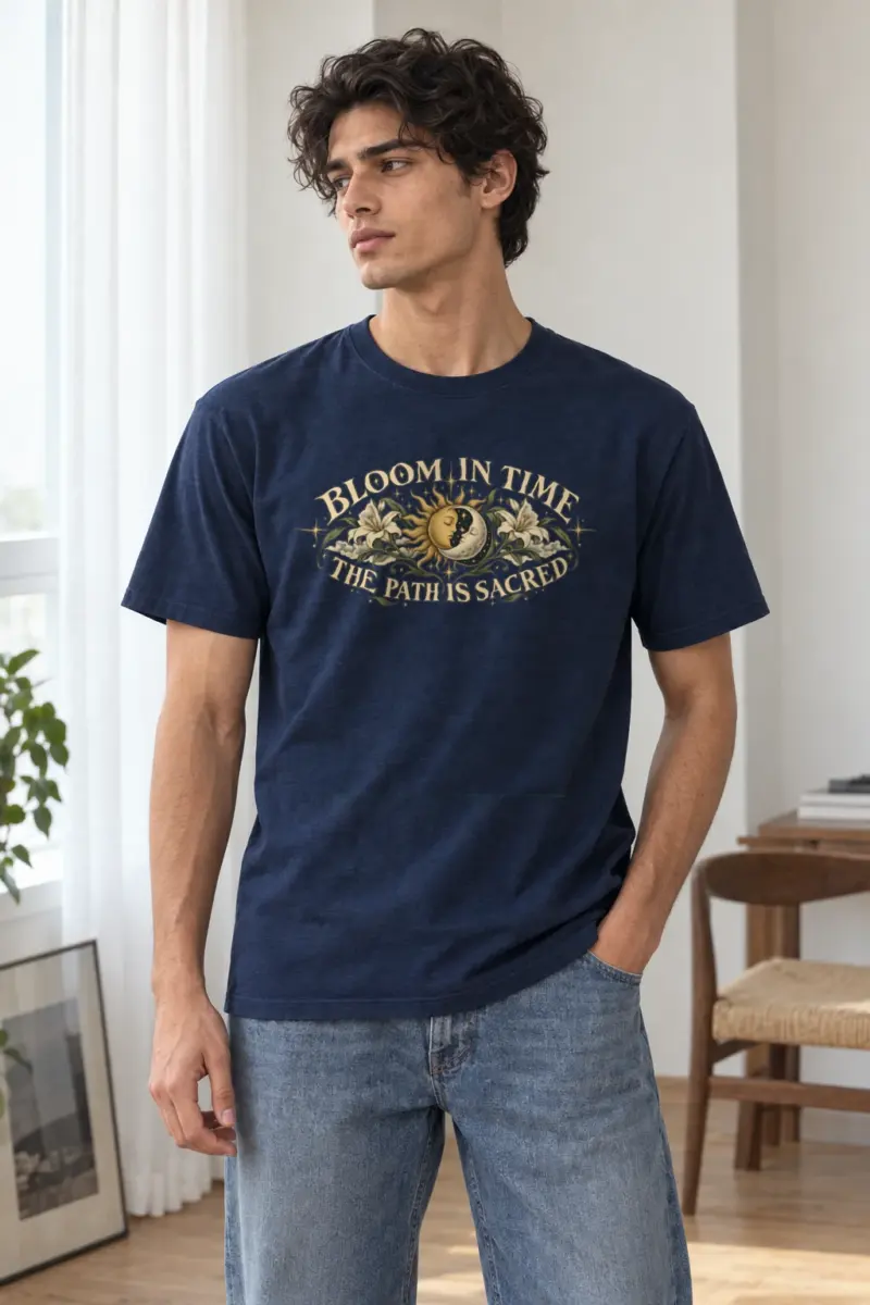 "Bloom In Time" Heavyweight Unisex Crewneck T-shirt | Gildan 5000