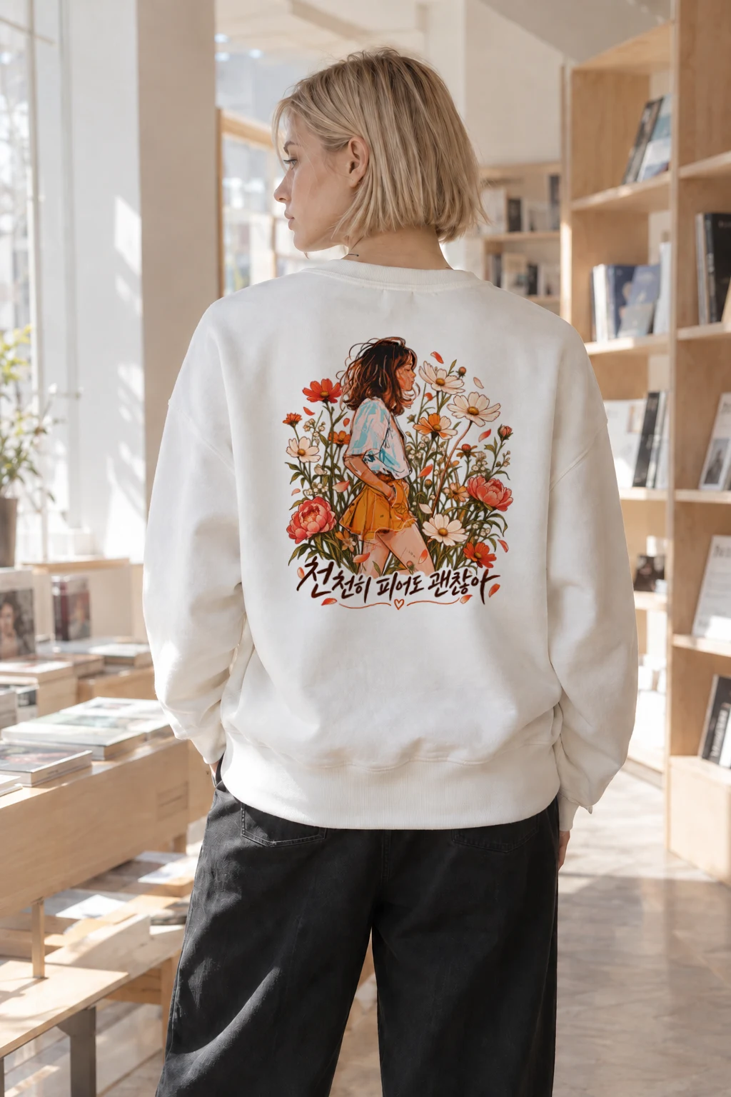 "Bloom Slowly" Heavy Blend Unisex Crewneck Sweatshirt | Gildan 18000