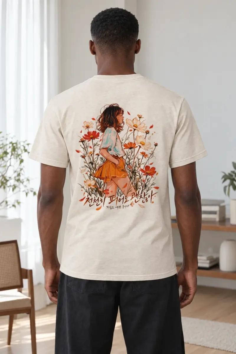 "Blooming At My Pace" Heavyweight Unisex Crewneck T-shirt | Gildan 5000