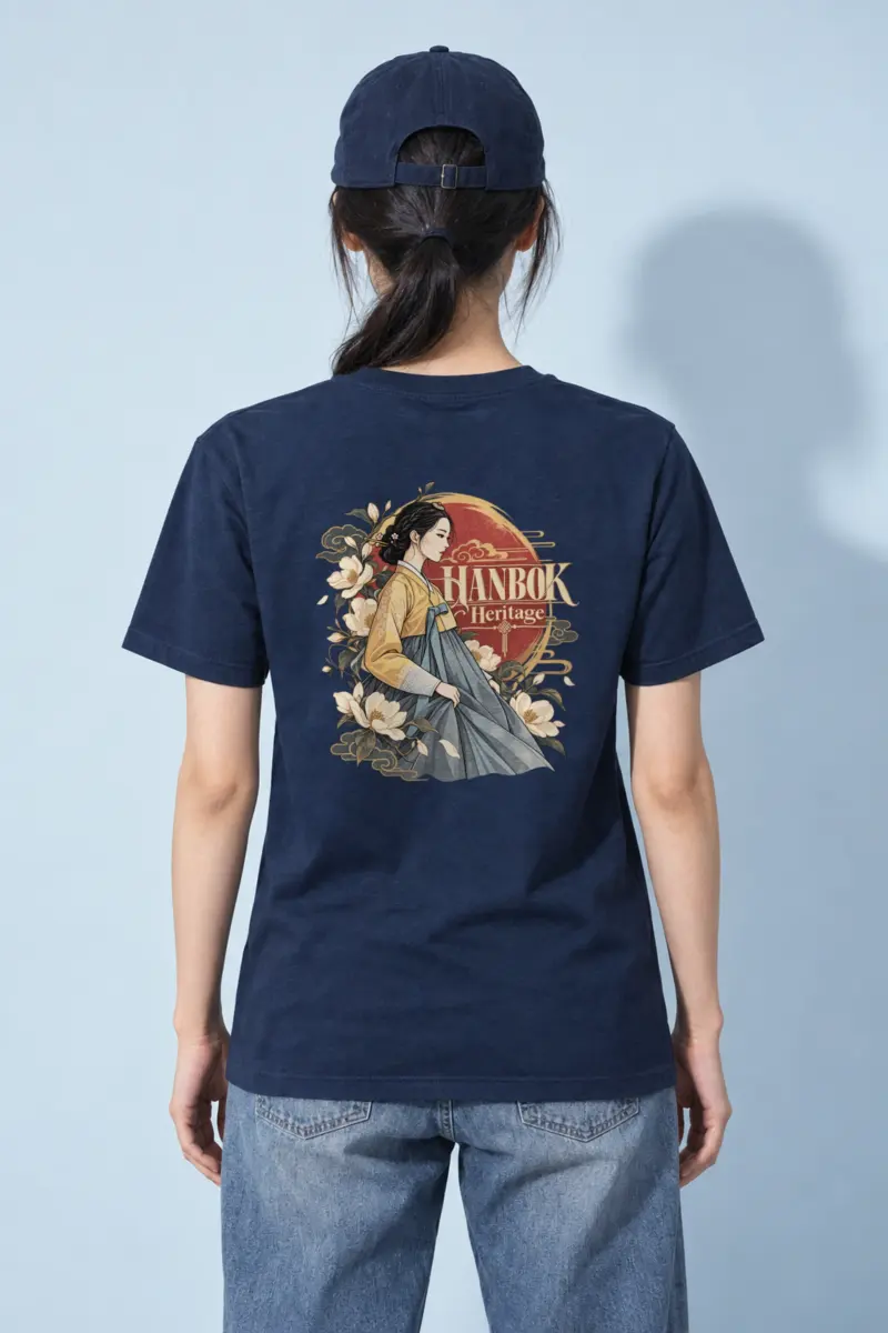 "Blooming Hanbok Muse" Heavyweight Unisex Crewneck T-shirt