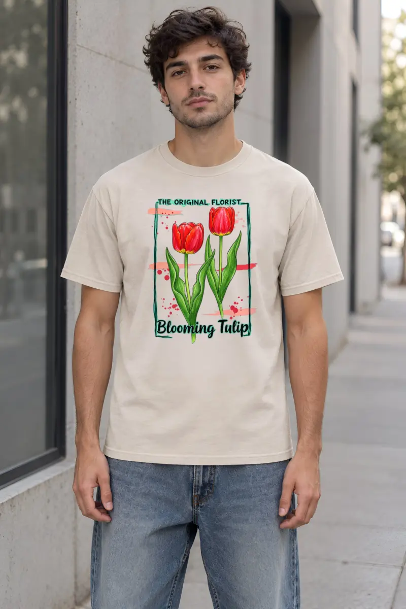 "Blooming Tulip" Heavyweight Unisex Crewneck T-shirt