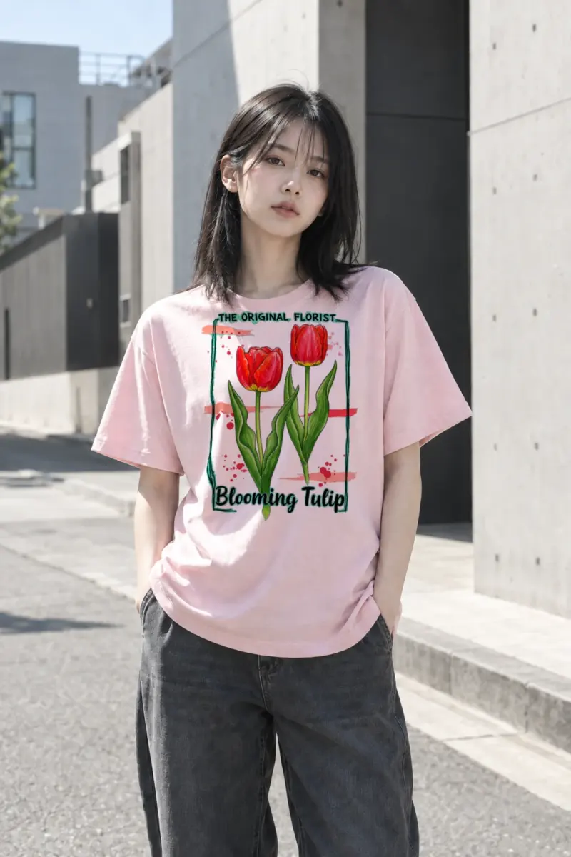 "Blooming Tulip" Heavyweight Unisex Crewneck T-shirt | Gildan 5000