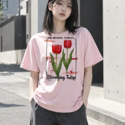 "Blooming Tulip" Heavyweight Unisex Crewneck T-shirt | Gildan 5000