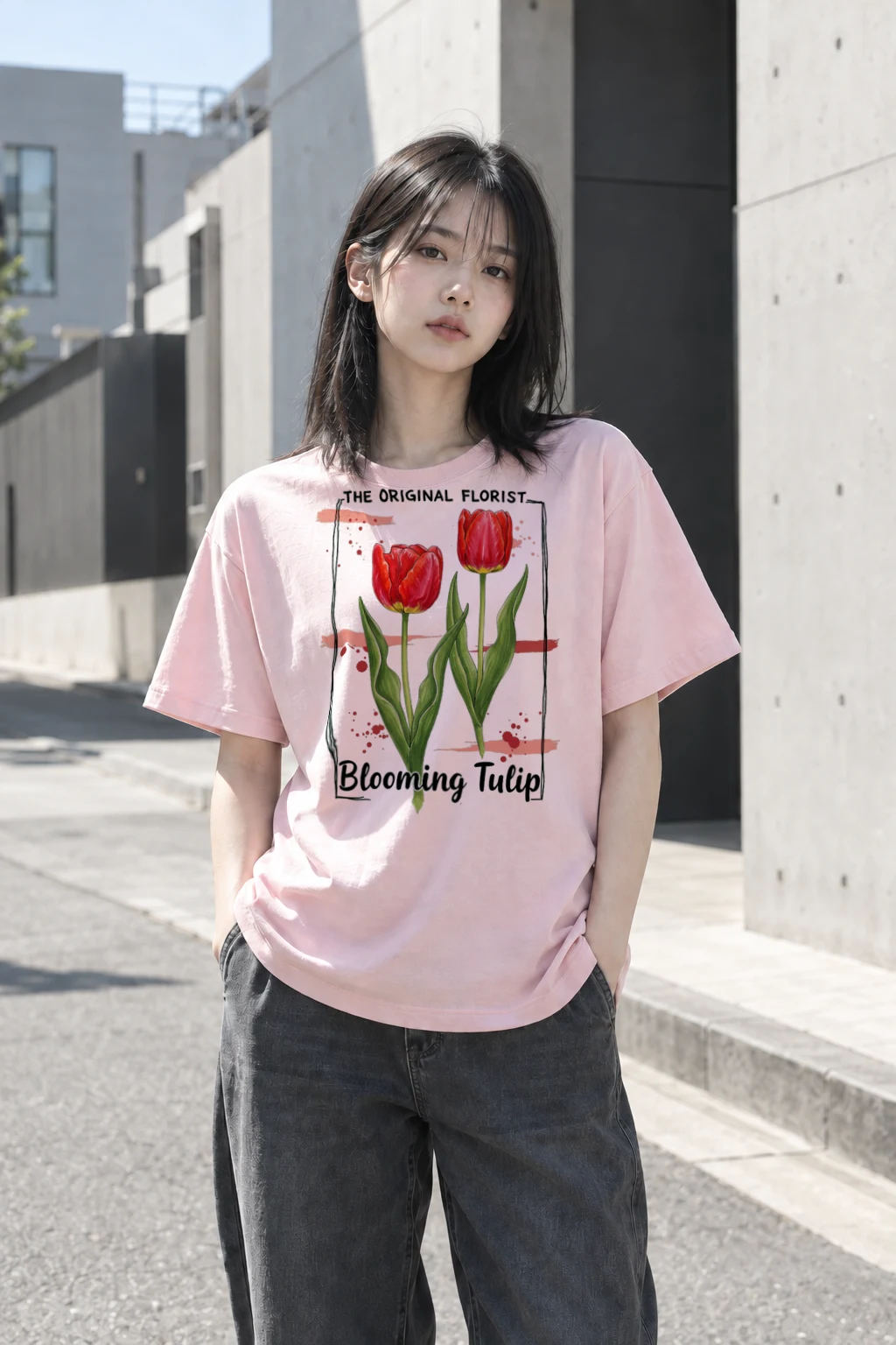"Blooming Tulip" Heavyweight Unisex Crewneck T-shirt | Gildan 5000
