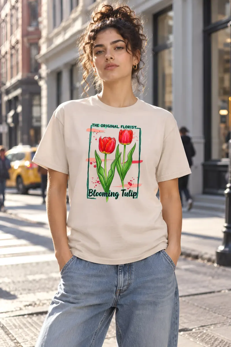 "Blooming Tulip" Heavyweight Unisex Crewneck T-shirt