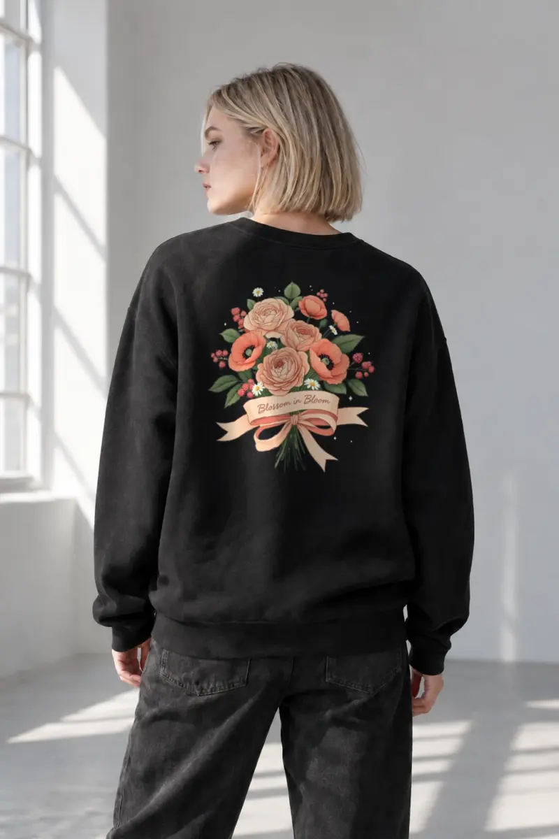 “Blossom in Bloom” Heavy Blend Unisex Crewneck Sweatshirt | Gildan 18000
