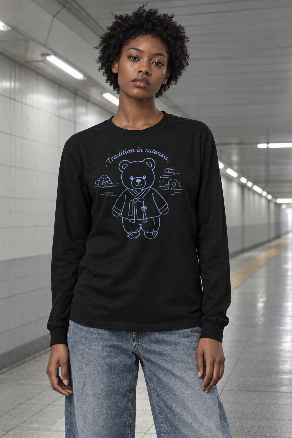 "Blue Kimono Bear" Unisex Longsleeve T-shirt | Gildan 2400