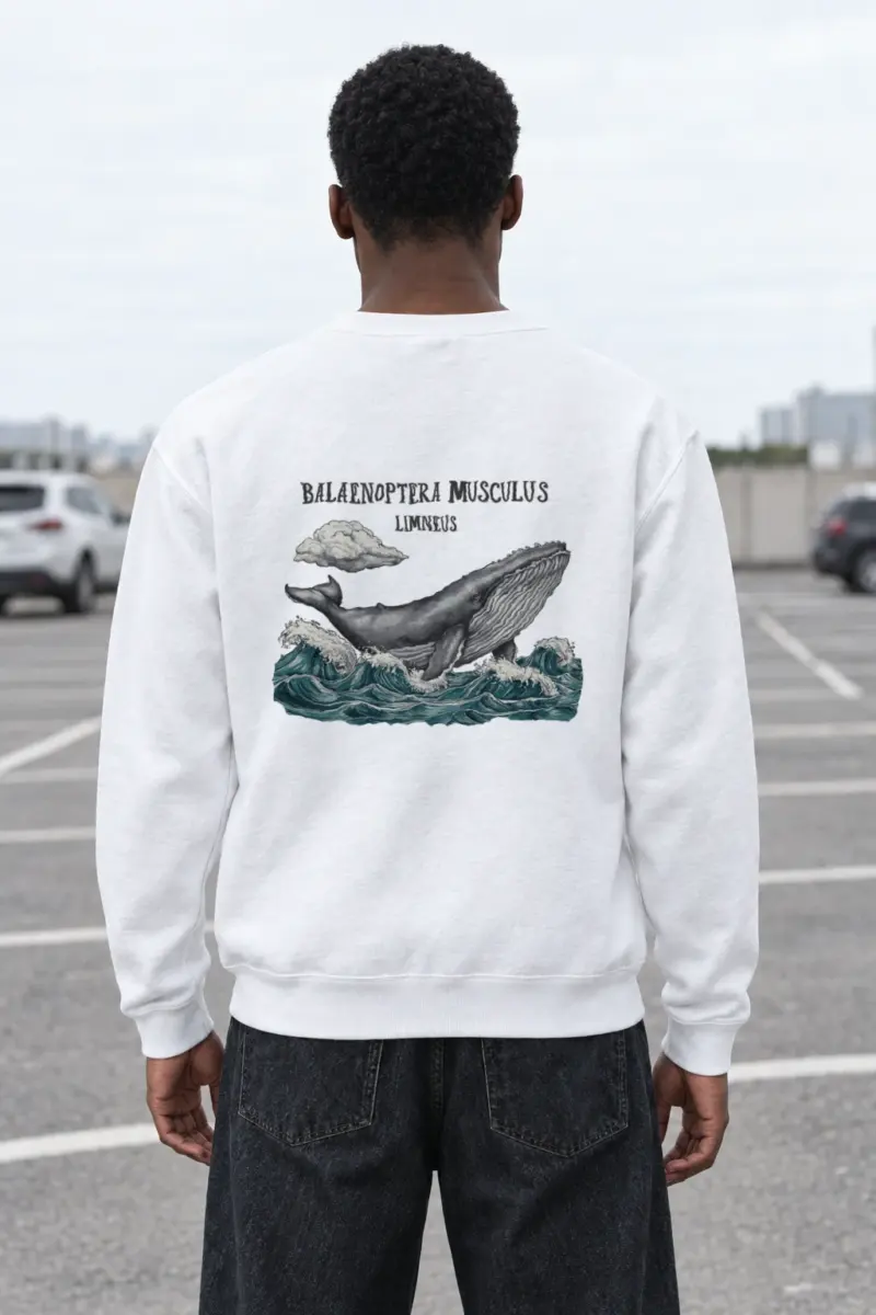 "Blue Whale Engraving" Heavy Blend Unisex Crewneck Sweatshirt | Gildan 18000