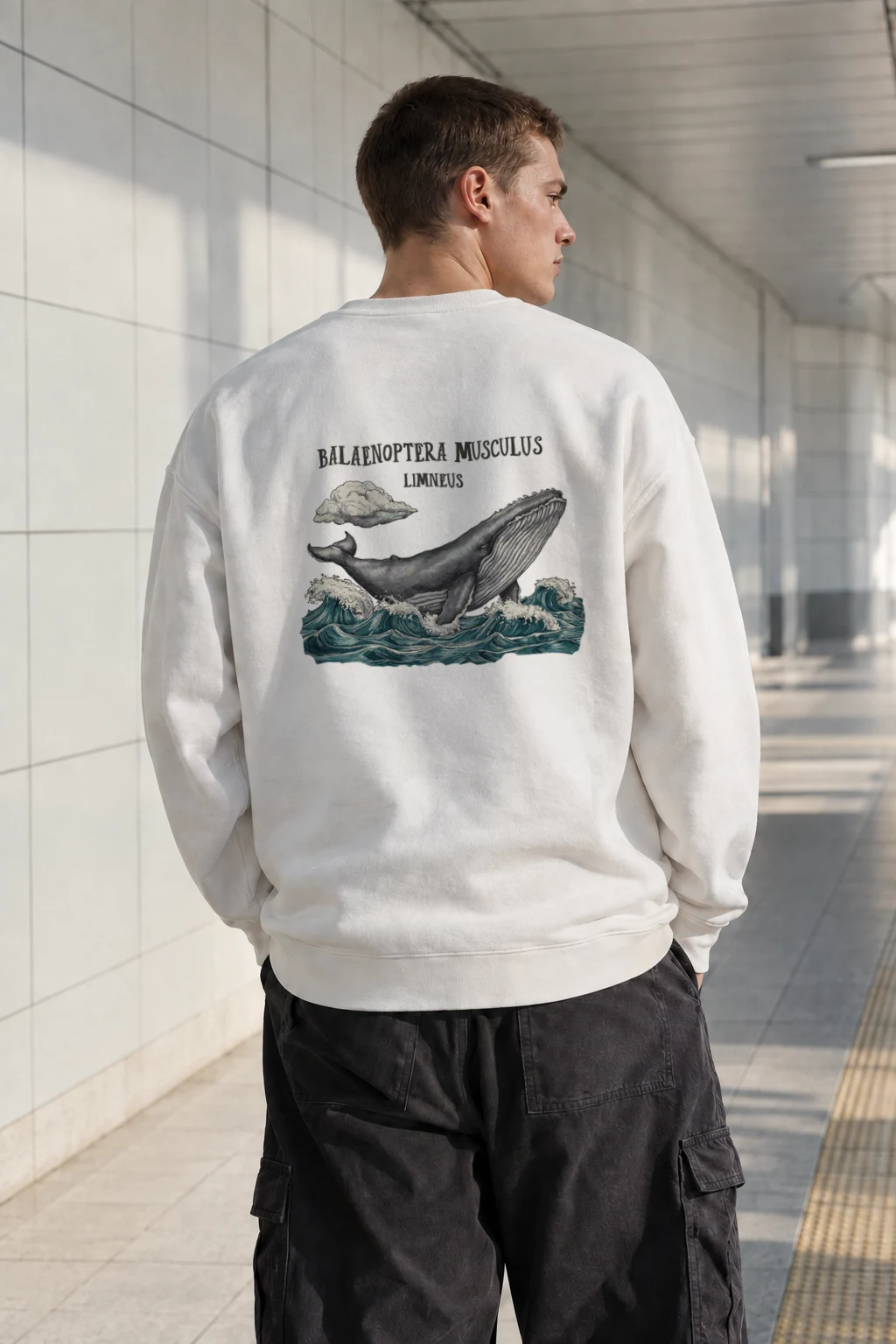 "Blue Whale Engraving" Heavy Blend Unisex Crewneck Sweatshirt | Gildan 18000