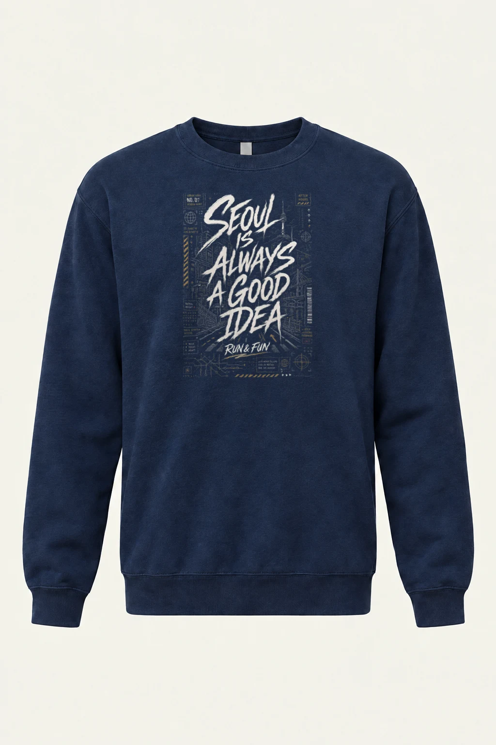"Blueprint Script Collage" Heavy Blend Unisex Crewneck Sweatshirt | Gildan 18000