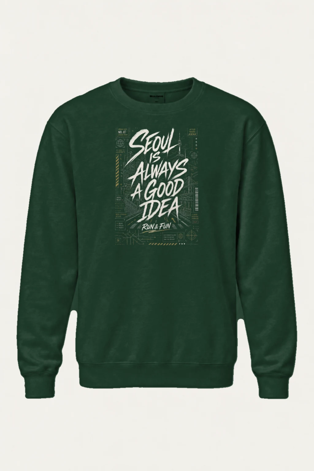 "Blueprint Script Collage" Heavy Blend Unisex Crewneck Sweatshirt | Gildan 18000
