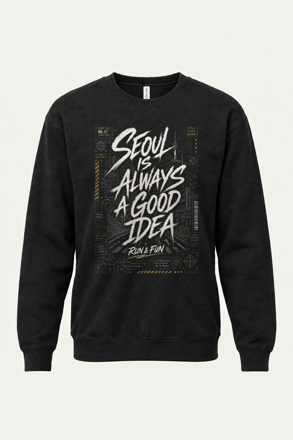 "Blueprint Script Collage" Heavy Blend Unisex Crewneck Sweatshirt | Gildan 18000
