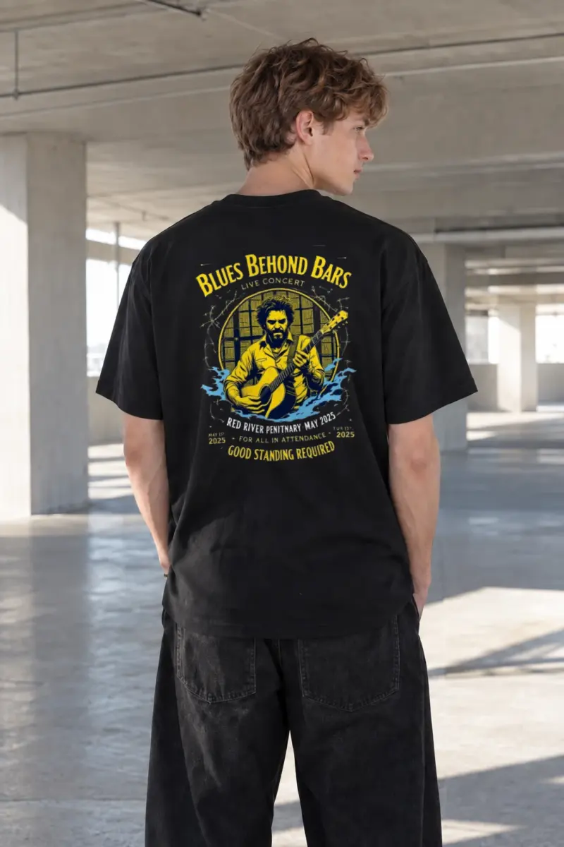 “Blues Behind Bars” Heavyweight Unisex Crewneck T-shirt | Gildan 5000