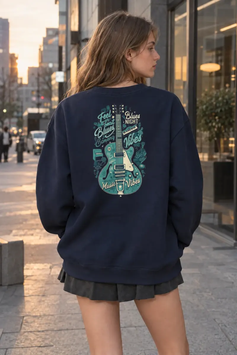 "Blues Night Vibes" Heavy Blend Unisex Crewneck Sweatshirt | Gildan 18000