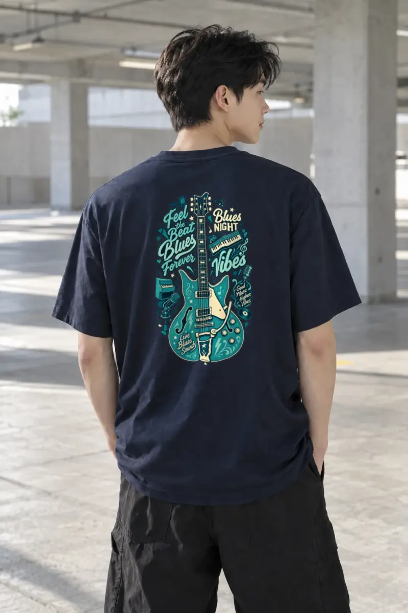 "Blues Night Vibes" Heavyweight Unisex Crewneck T-shirt | Gildan 5000
