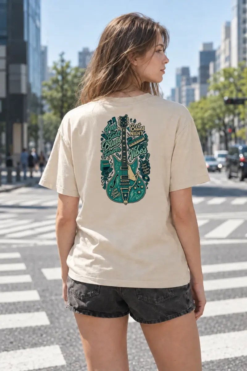 "Blues Night Vibes" Heavyweight Unisex Crewneck T-shirt | Gildan 5000