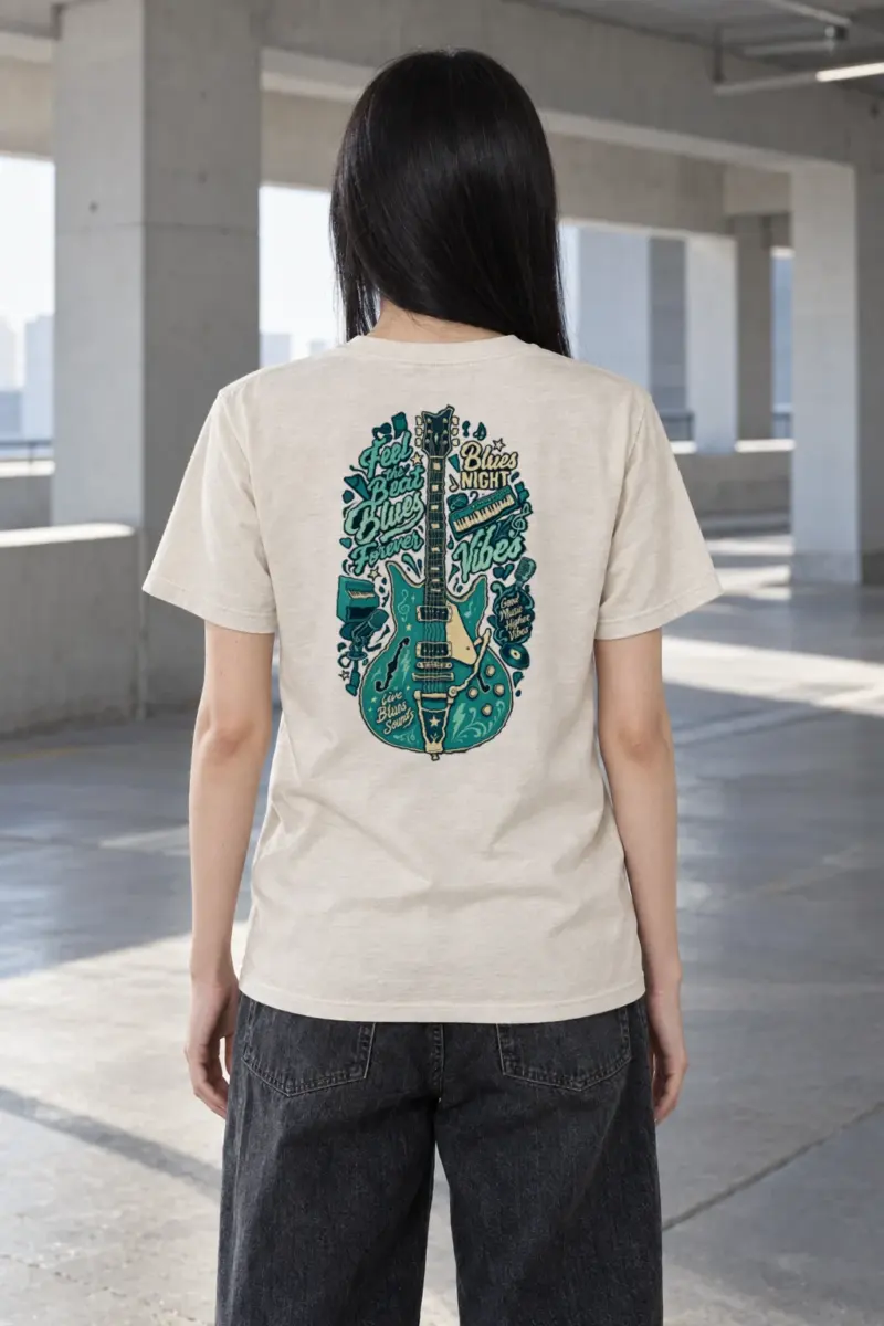 "Blues Night Vibes" Heavyweight Unisex Crewneck T-shirt | Gildan 5000