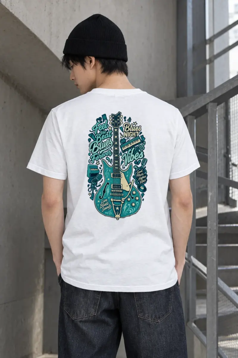 "Blues Night Vibes" Heavyweight Unisex Crewneck T-shirt | Gildan 5000