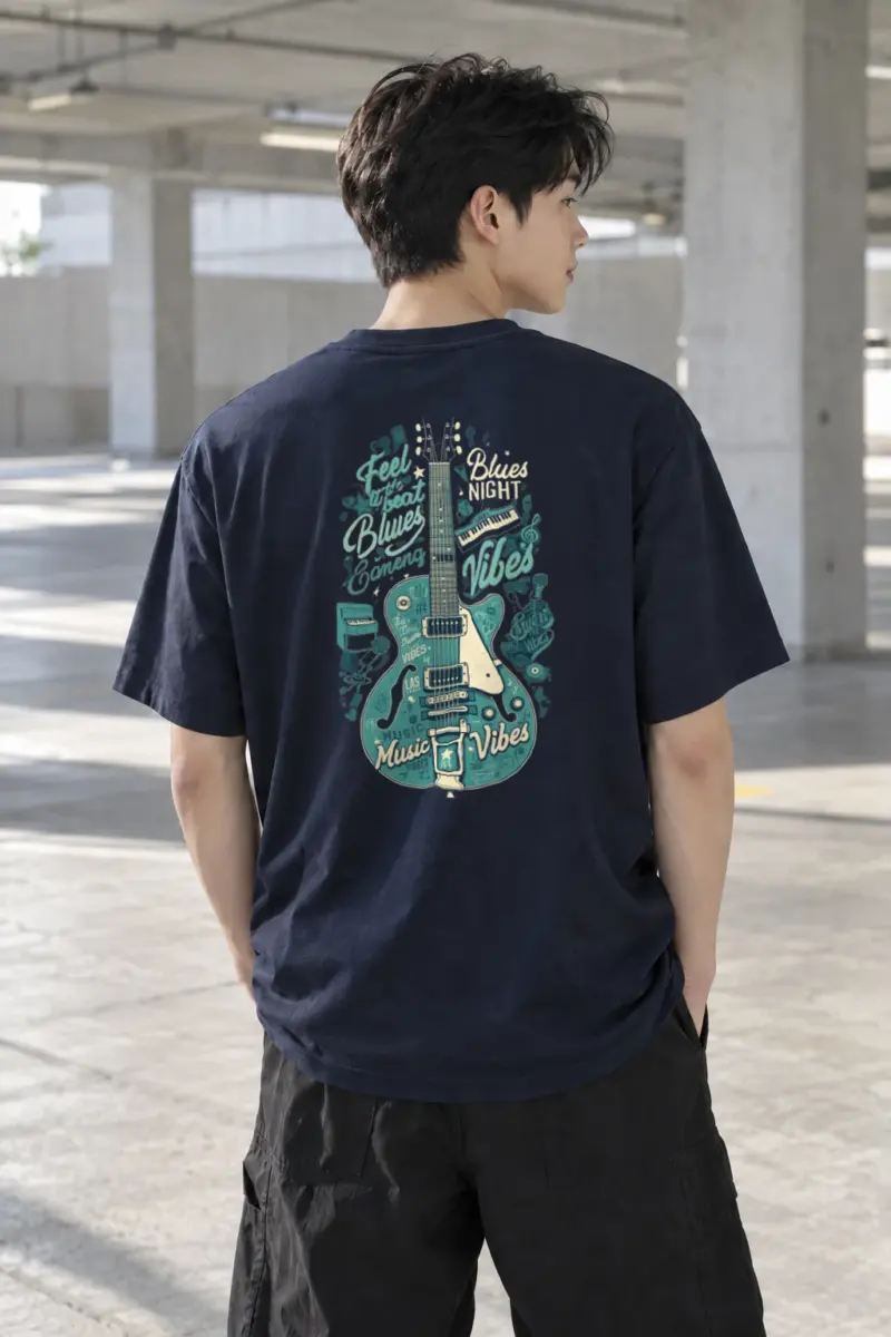 "Blues Night Vibes" Heavyweight Unisex Crewneck T-shirt | Gildan 5000