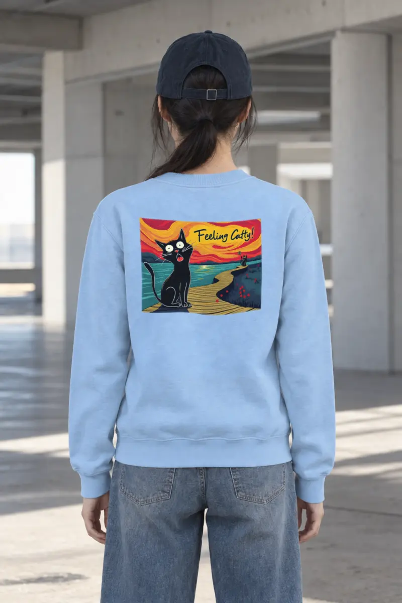 "Boardwalk Black Cat" Heavy Blend Unisex Crewneck Sweatshirt