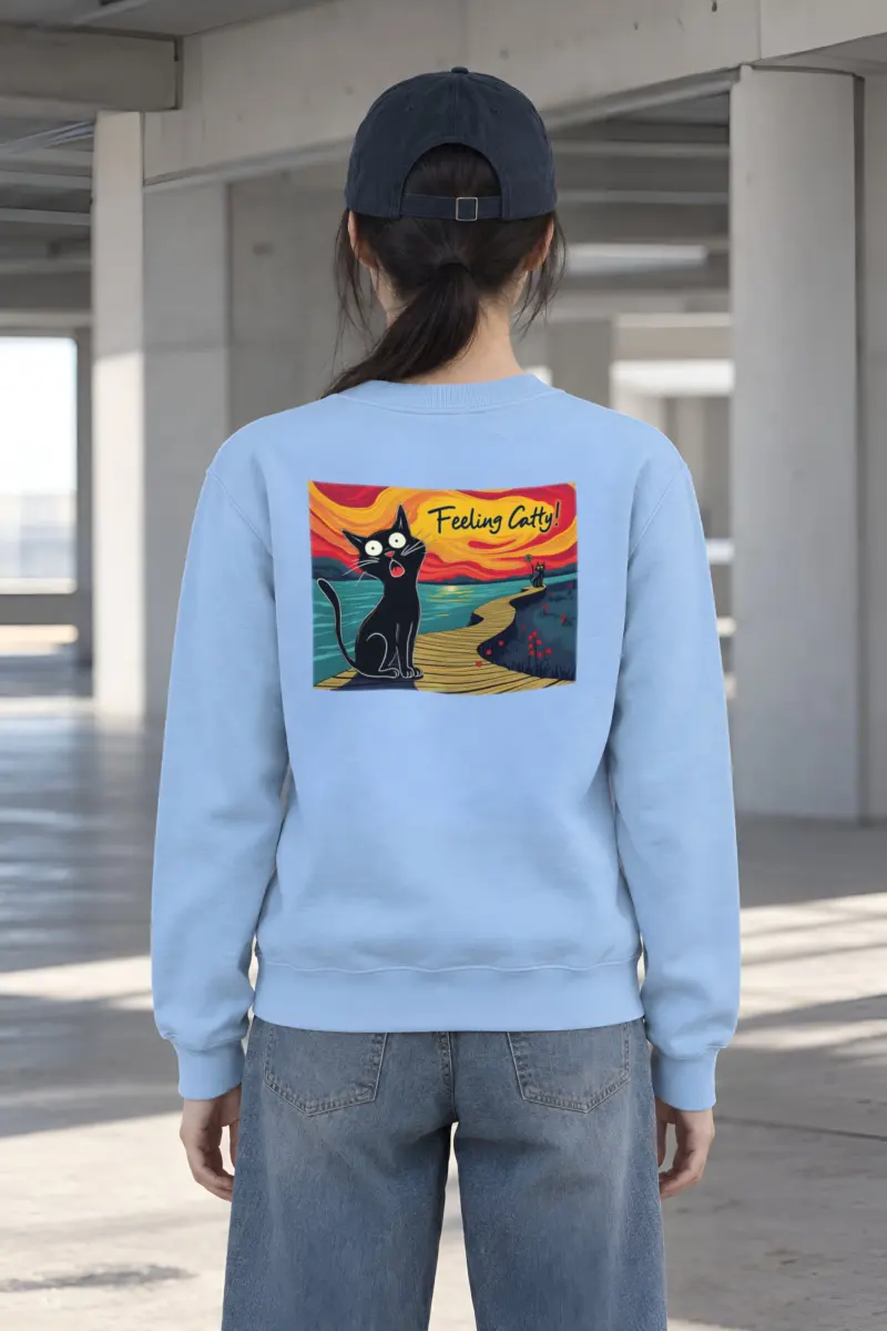 "Boardwalk Black Cat" Heavy Blend Unisex Crewneck Sweatshirt