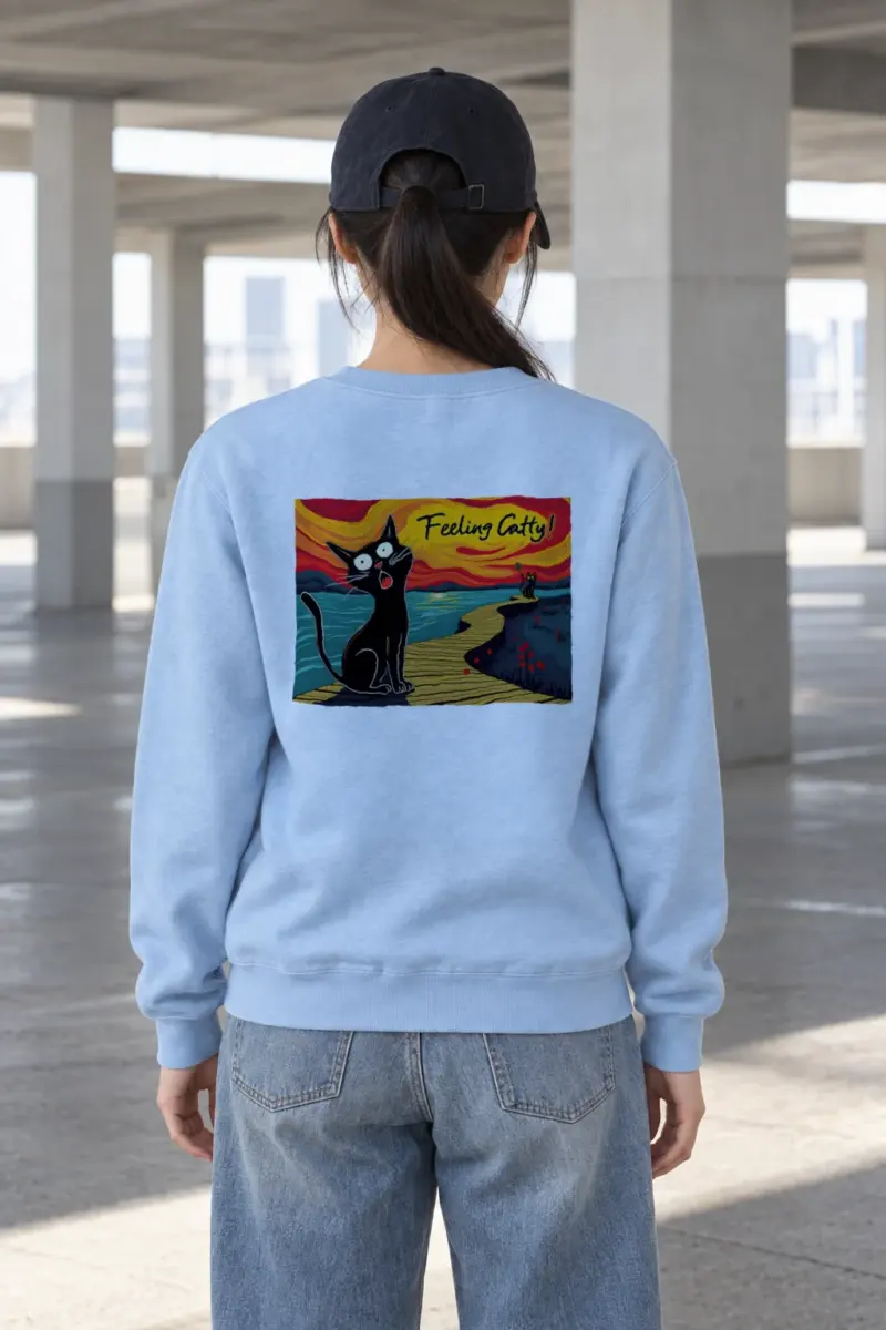 "Boardwalk Black Cat" Heavy Blend Unisex Crewneck Sweatshirt