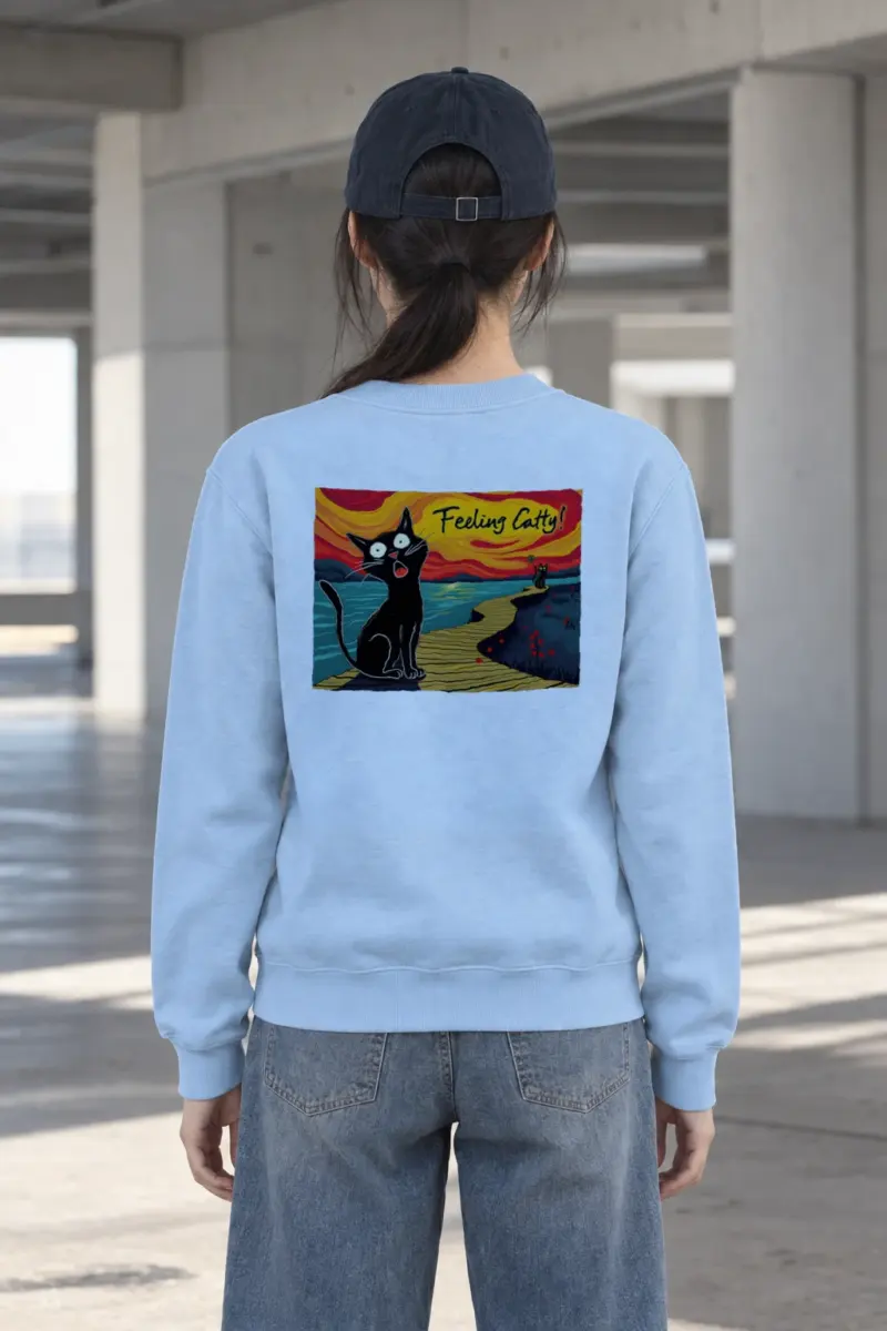 "Boardwalk Black Cat" Heavy Blend Unisex Crewneck Sweatshirt