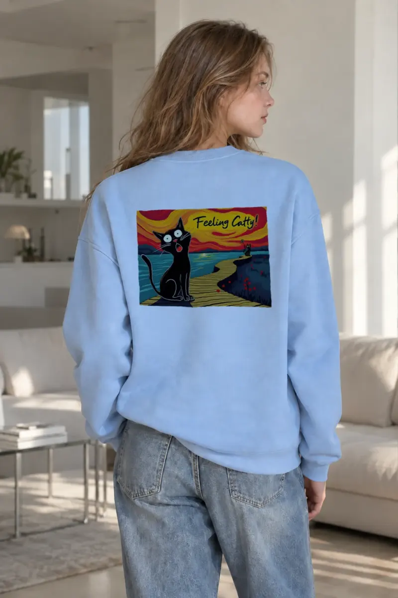 "Boardwalk Black Cat" Heavy Blend Unisex Crewneck Sweatshirt | Gildan 18000