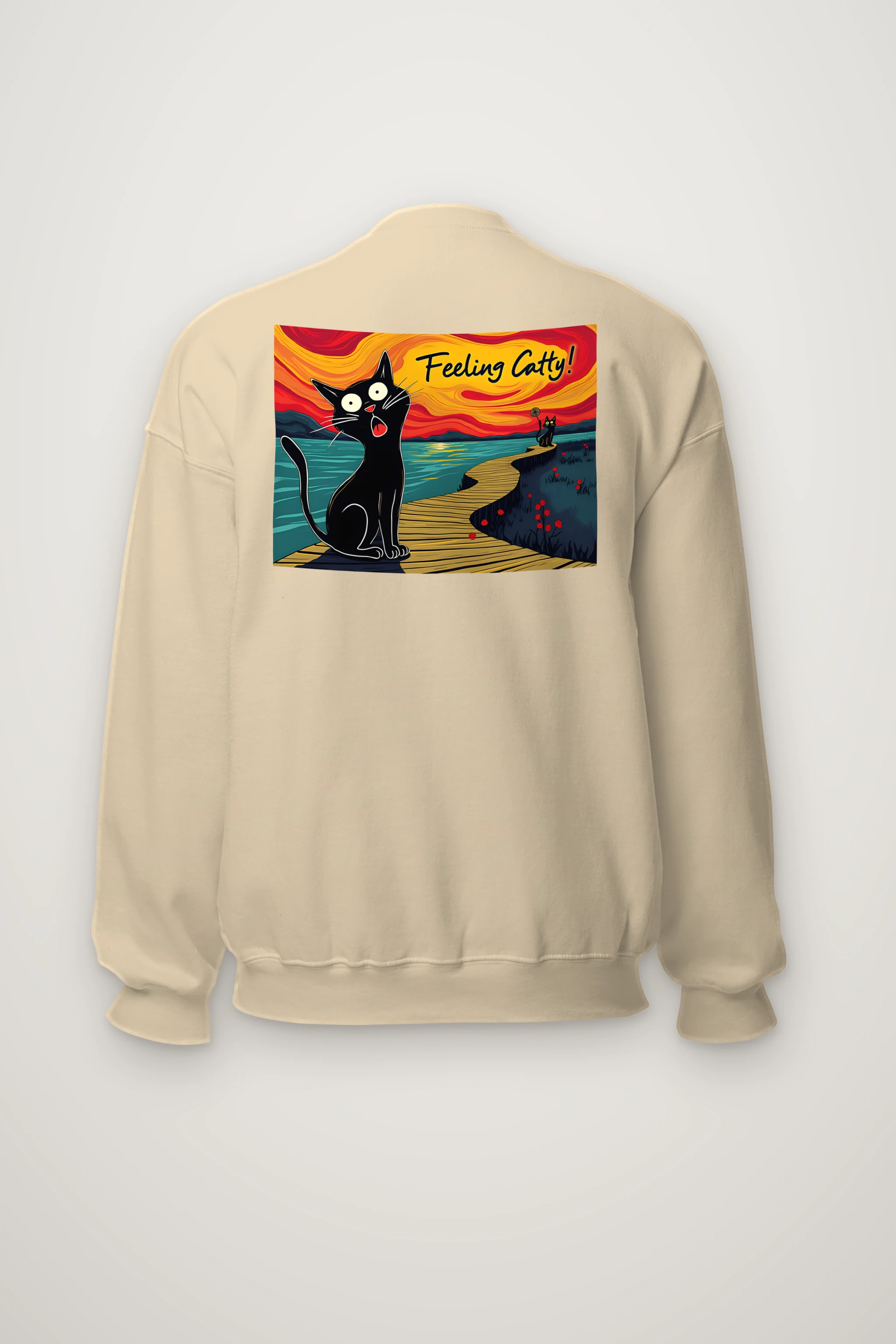 "Boardwalk Black Cat" Heavy Blend Unisex Crewneck Sweatshirt