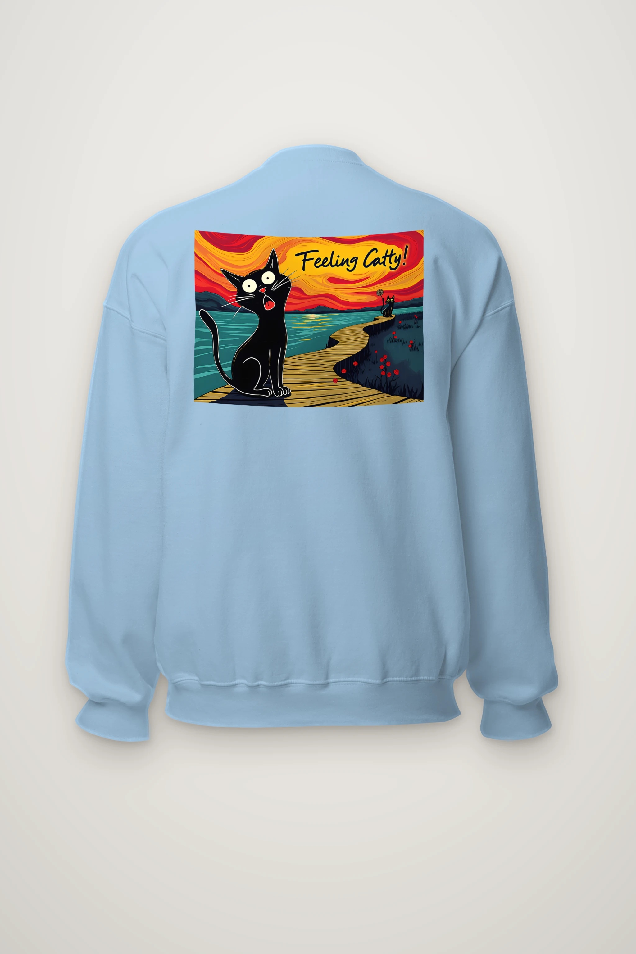 "Boardwalk Black Cat" Heavy Blend Unisex Crewneck Sweatshirt