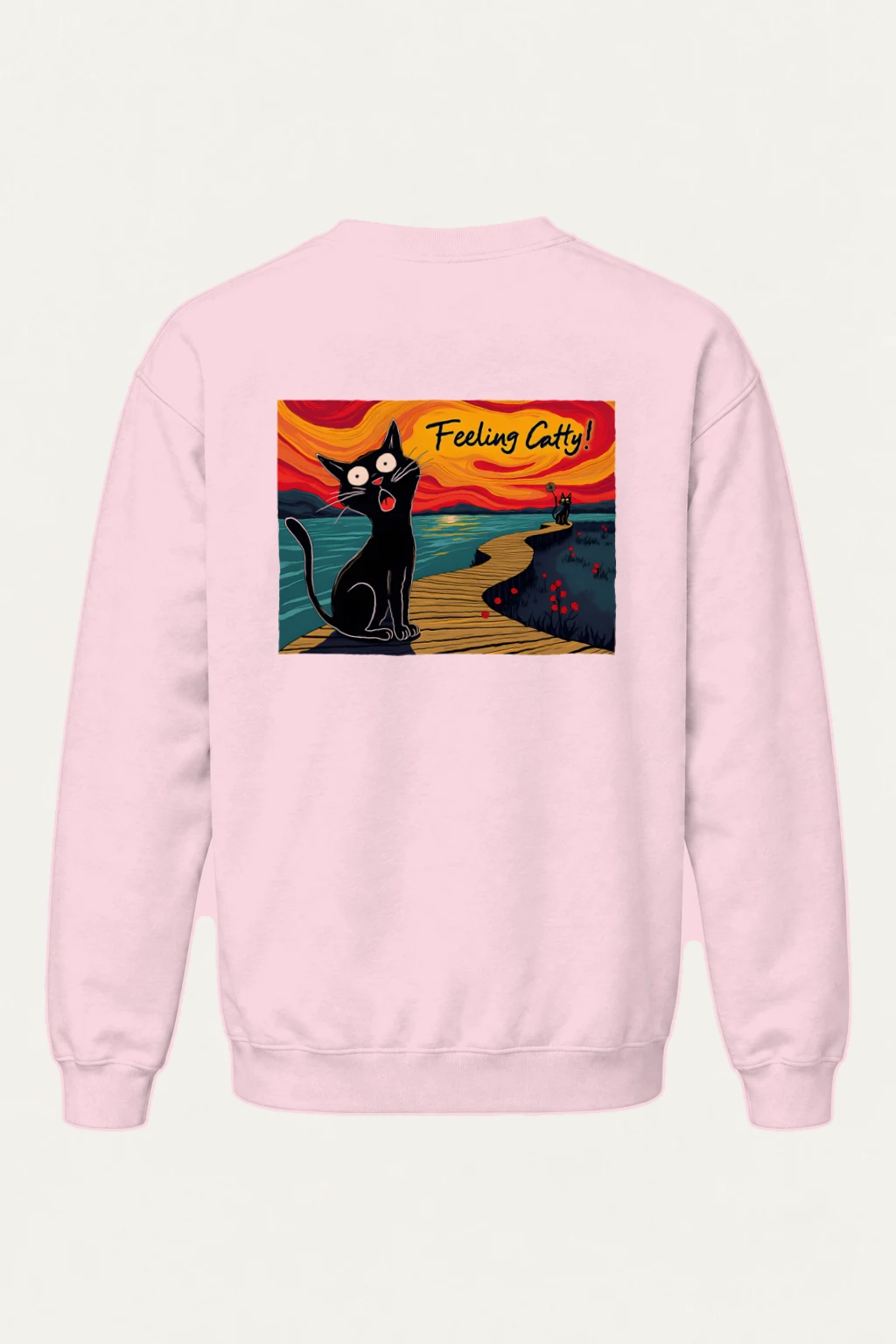 "Boardwalk Black Cat" Heavy Blend Unisex Crewneck Sweatshirt | Gildan 18000