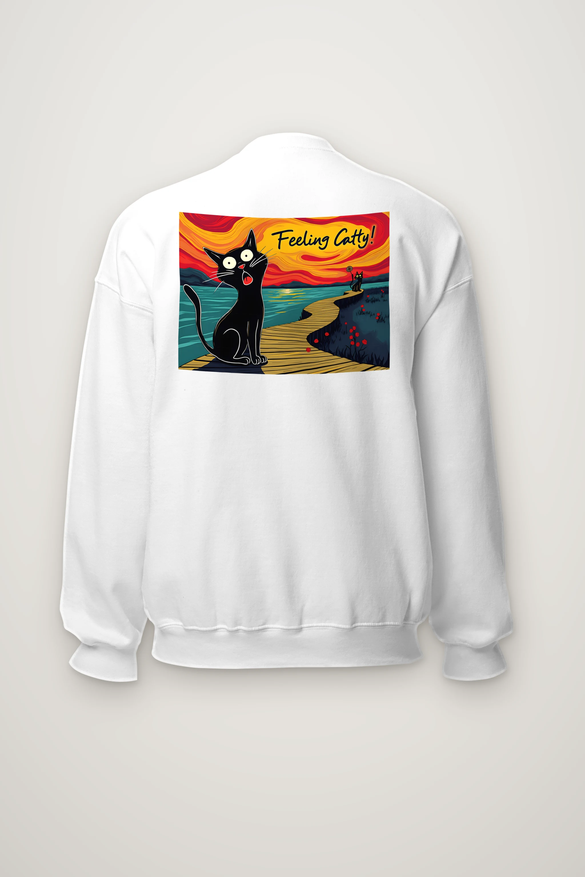 "Boardwalk Black Cat" Heavy Blend Unisex Crewneck Sweatshirt