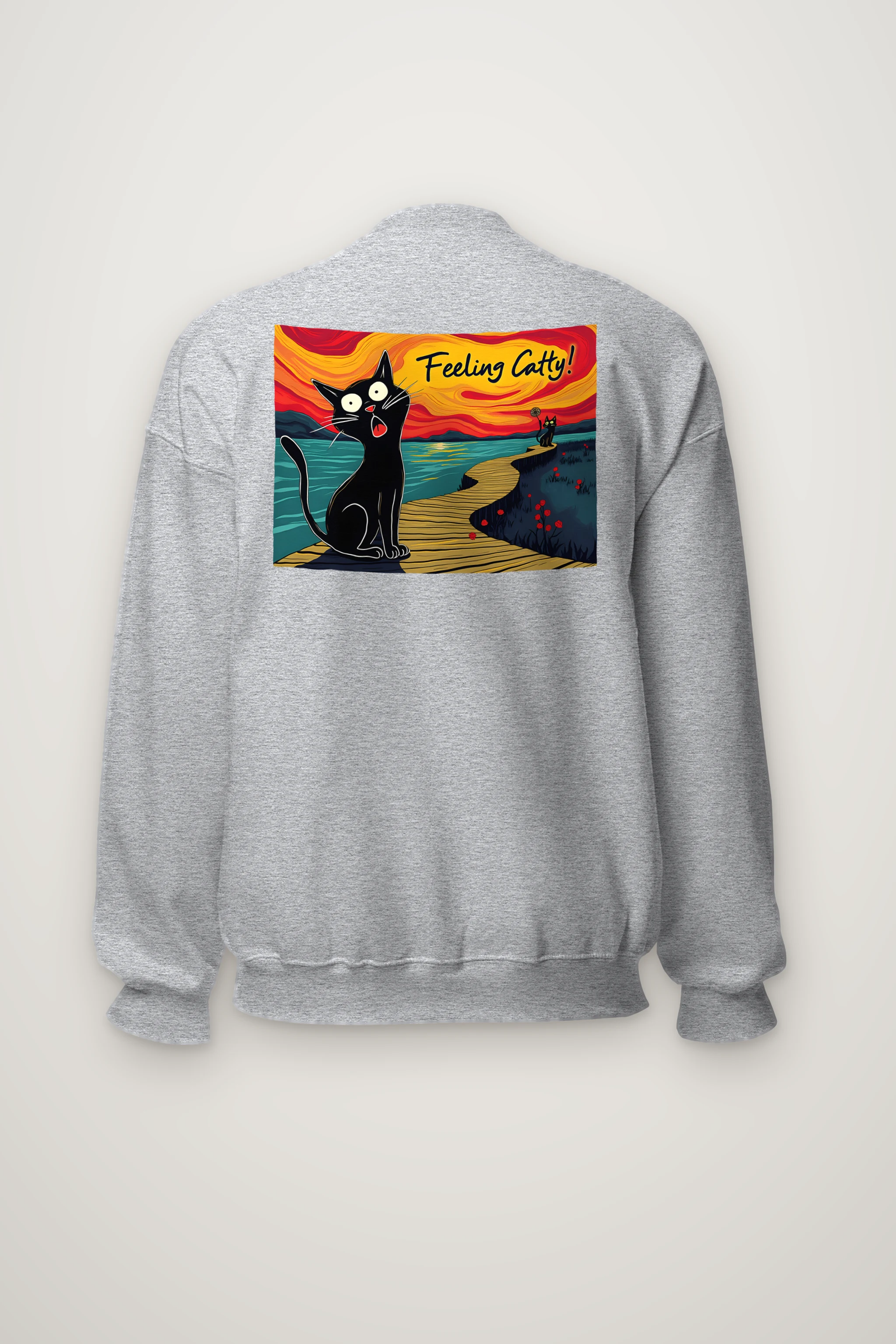 "Boardwalk Black Cat" Heavy Blend Unisex Crewneck Sweatshirt