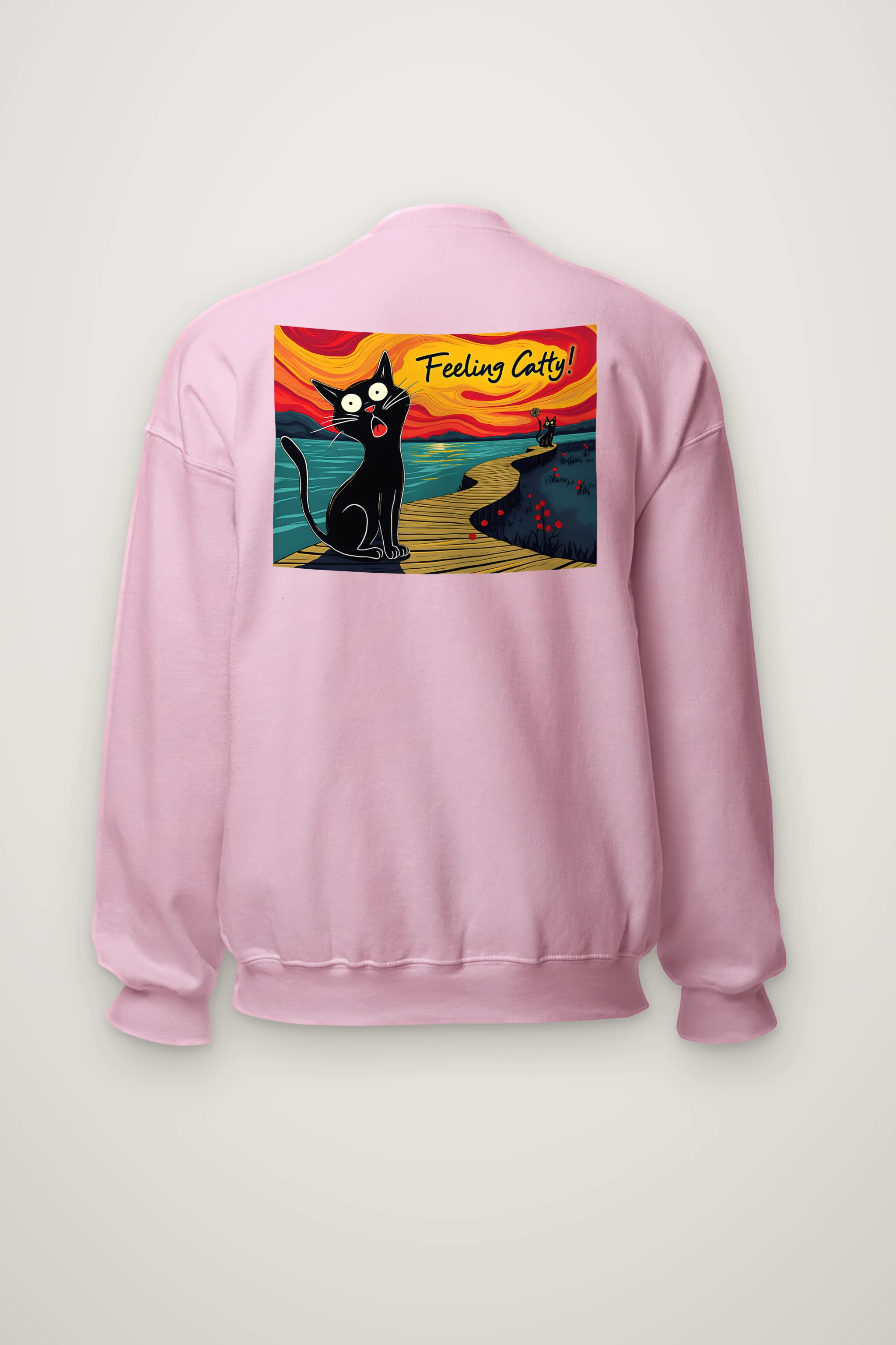 "Boardwalk Black Cat" Heavy Blend Unisex Crewneck Sweatshirt
