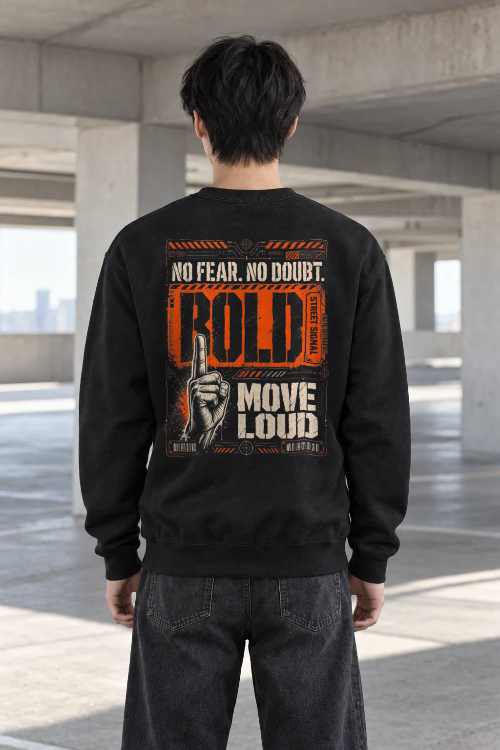 "Bold Street Signal" Heavy Blend Unisex Crewneck Sweatshirt | Gildan 18000
