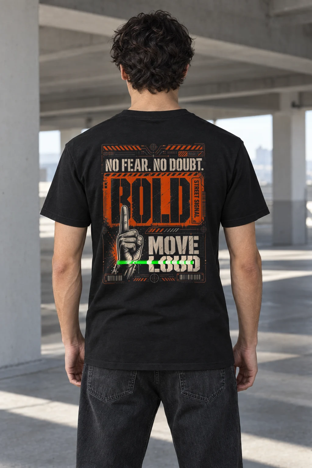 "Bold Street Signal" Heavyweight Unisex Crewneck T-shirt | Gildan 5000