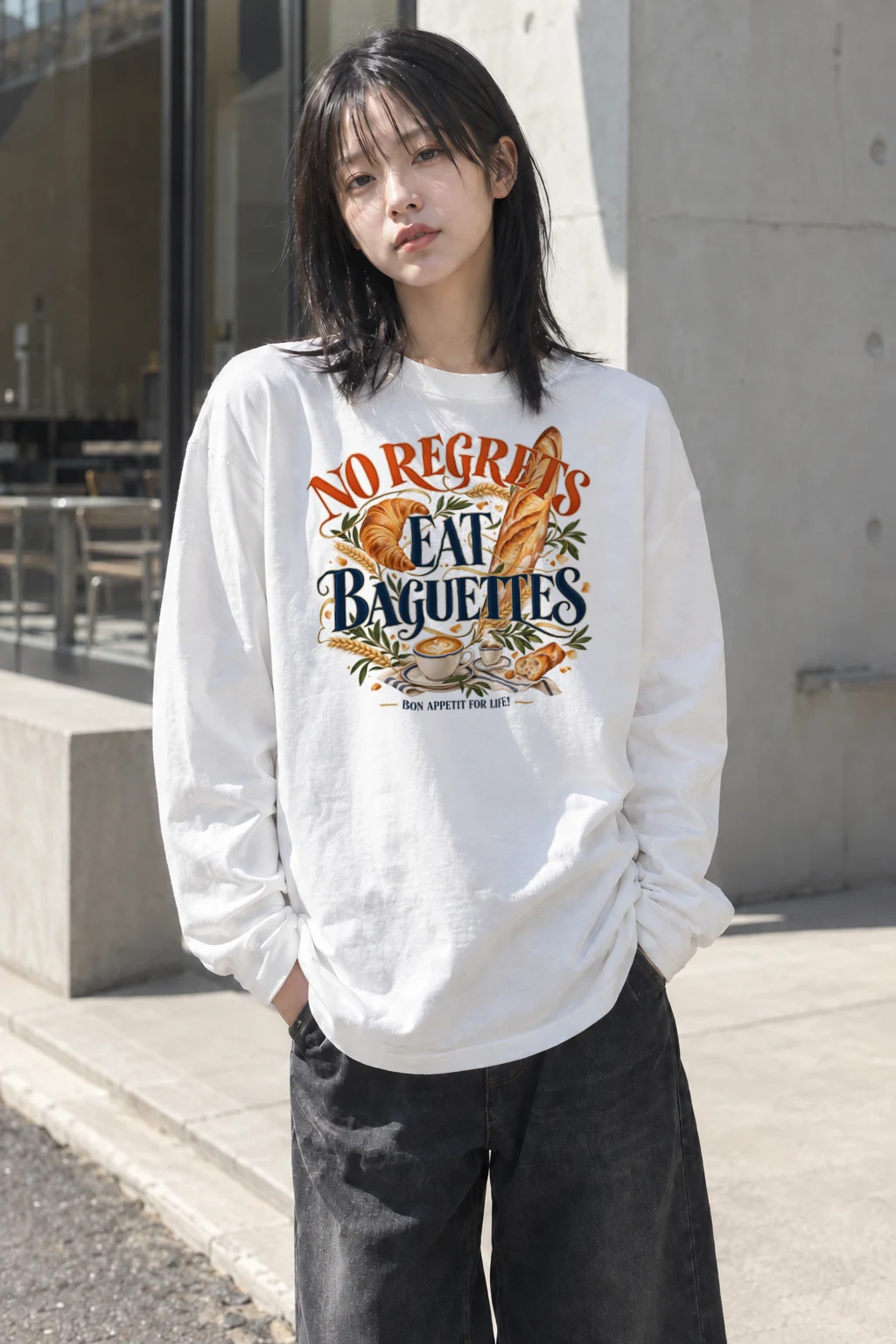 "Bon Appetit For Life" Unisex Longsleeve T-shirt | Gildan 2400