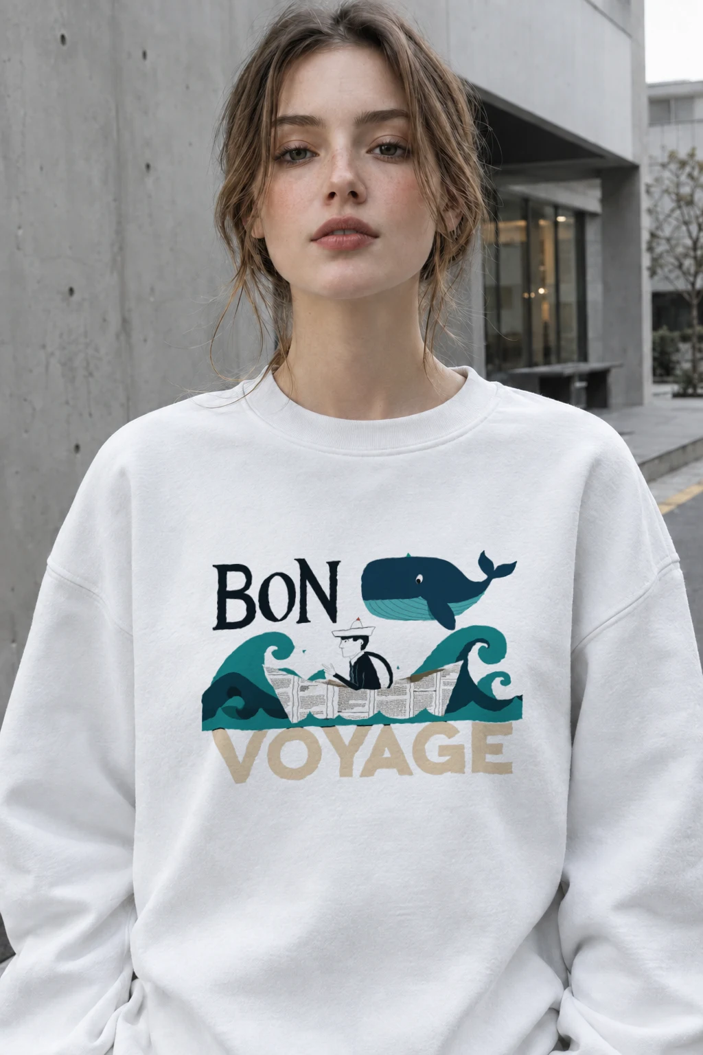 "Bon Voyage" Heavy Blend Unisex Crewneck Sweatshirt | Gildan 18000