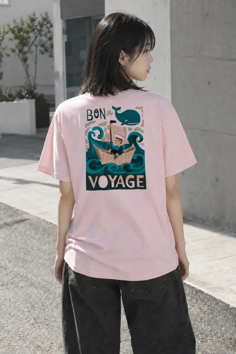 "Bon Voyage" Heavyweight Unisex Crewneck T-shirt | Gildan 5000