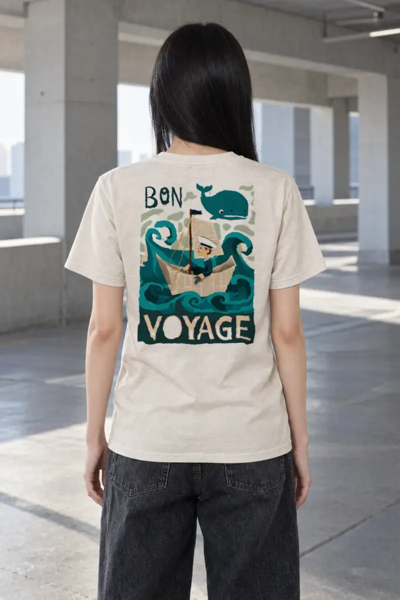 "Bon Voyage" Heavyweight Unisex Crewneck T-shirt | Gildan 5000