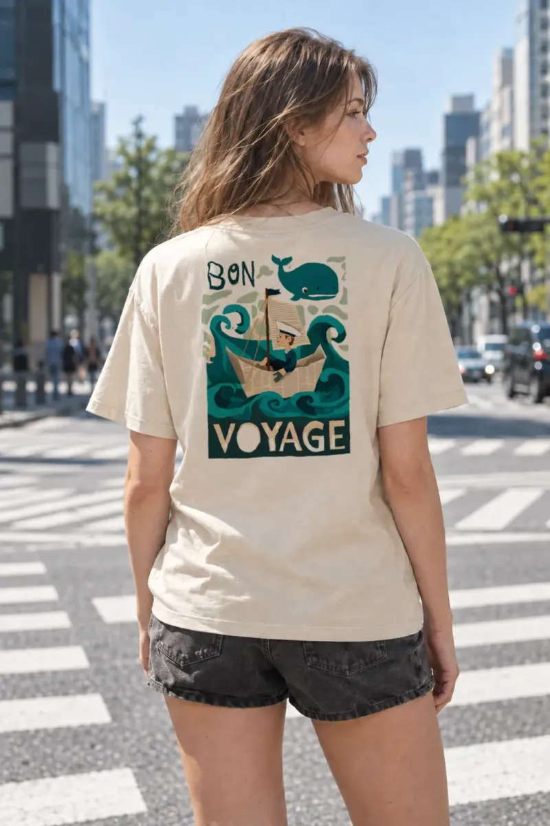 "Bon Voyage" Heavyweight Unisex Crewneck T-shirt | Gildan 5000