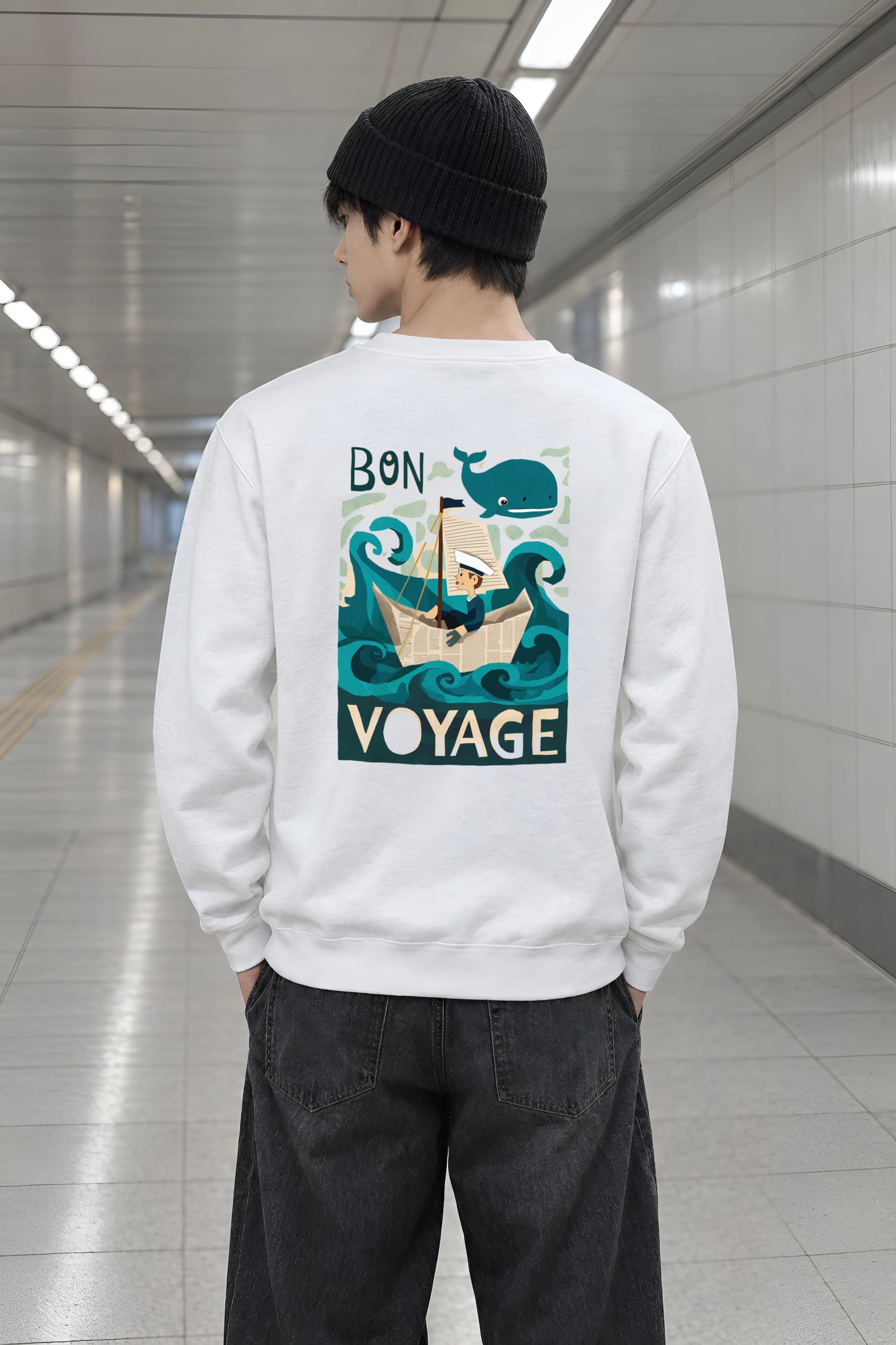 "Bon Voyage Sailor" Heavy Blend Unisex Crewneck Sweatshirt