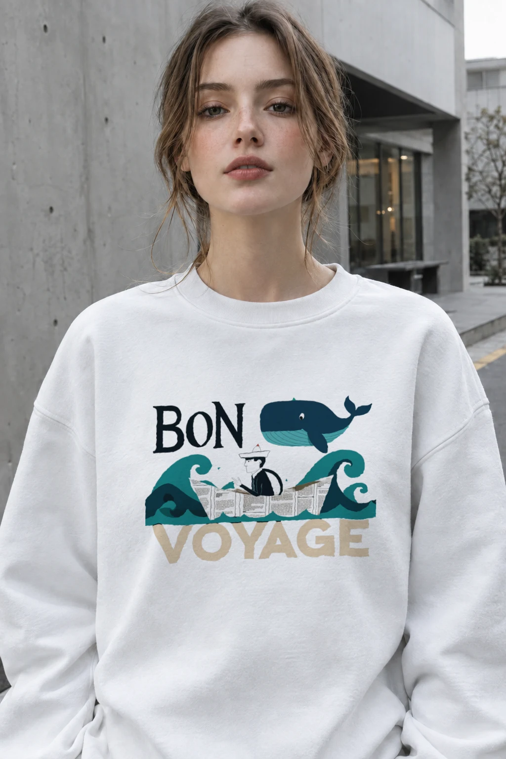 "Bon Voyage Sailor" Heavy Blend Unisex Crewneck Sweatshirt | Gildan 18000