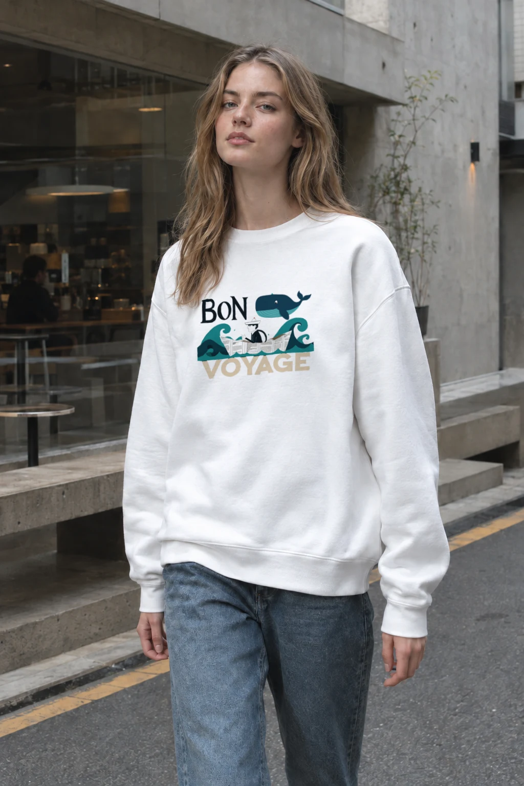 "Bon Voyage Sailor" Heavy Blend Unisex Crewneck Sweatshirt | Gildan 18000