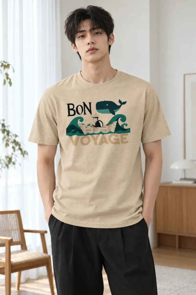 "Bon Voyage Sailor" Heavyweight Unisex Crewneck T-shirt | Gildan 5000