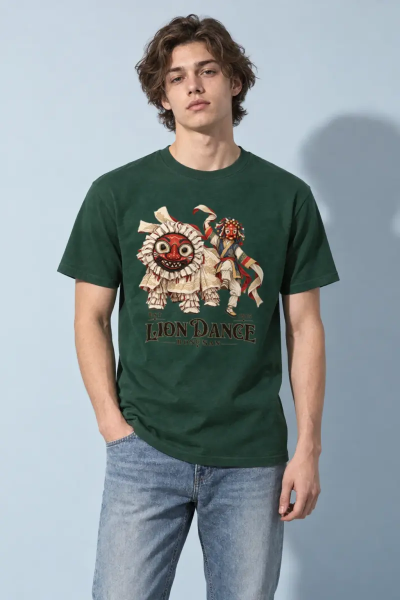 "Bongsan Lion Dance" Heavyweight Unisex Crewneck T-shirt | Gildan 5000