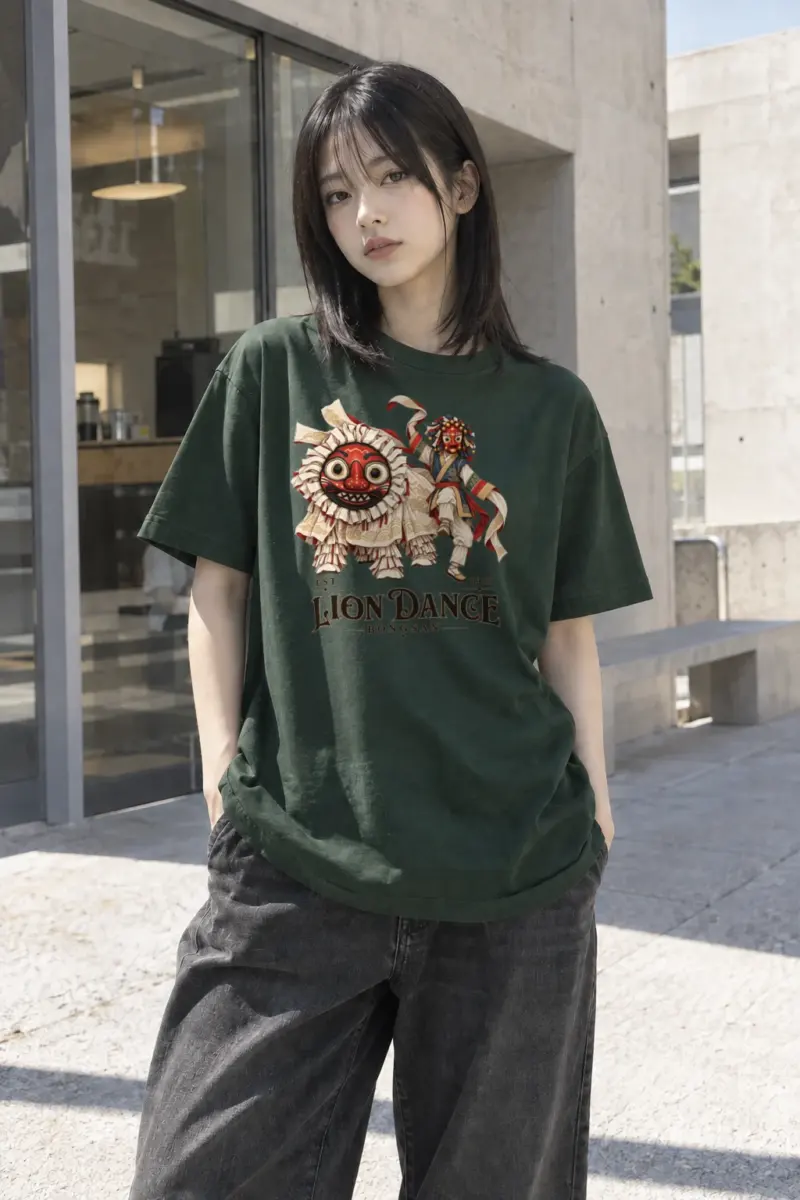 "Bongsan Lion Dance" Heavyweight Unisex Crewneck T-shirt | Gildan 5000