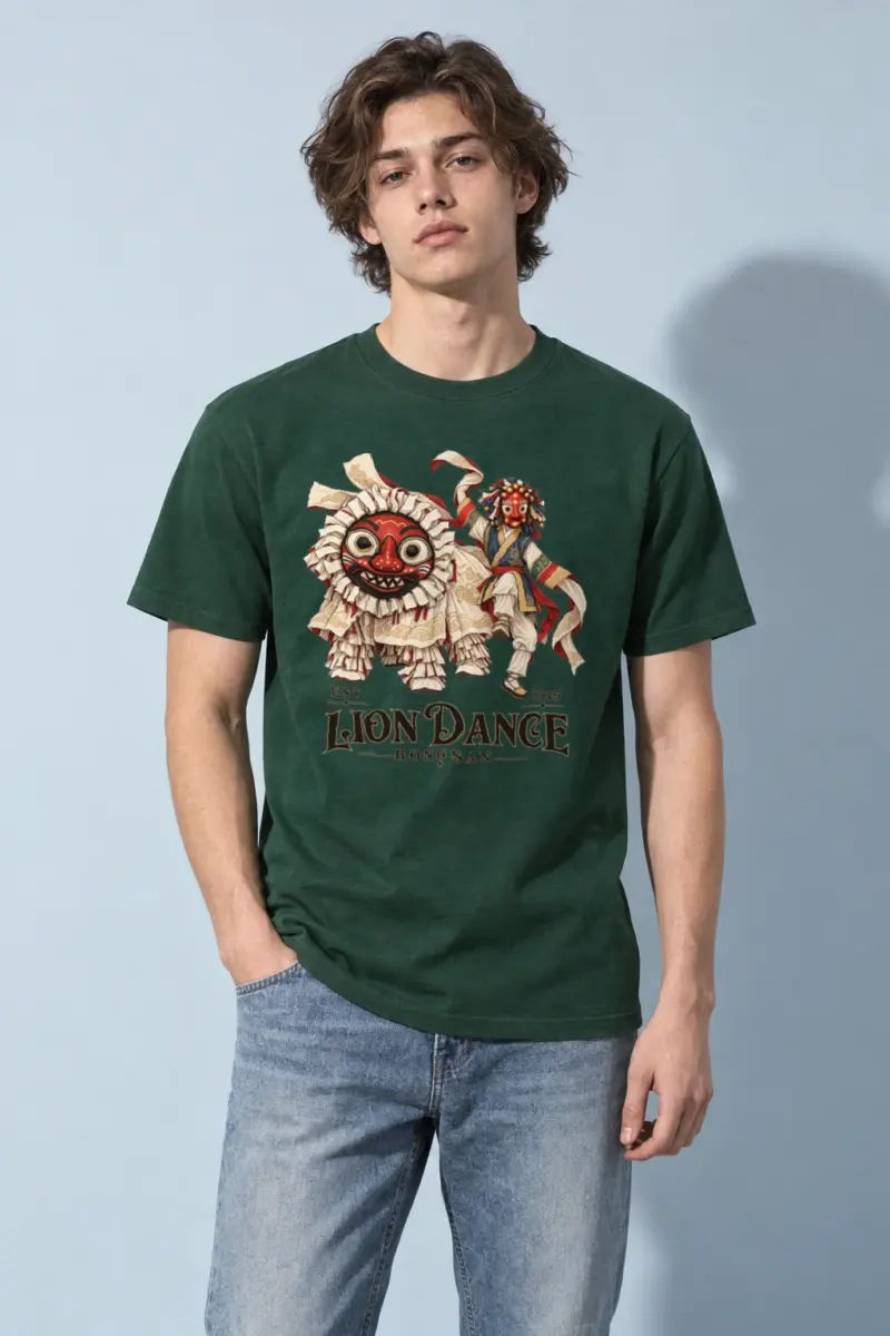 "Bongsan Lion Dance" Heavyweight Unisex Crewneck T-shirt